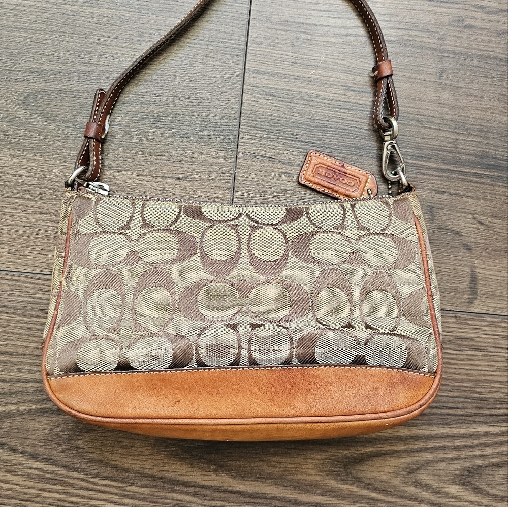 Coach Y2K Signature Tan Leather Demi Mini Shoulder Bag Baguette - Picture 8 of 9